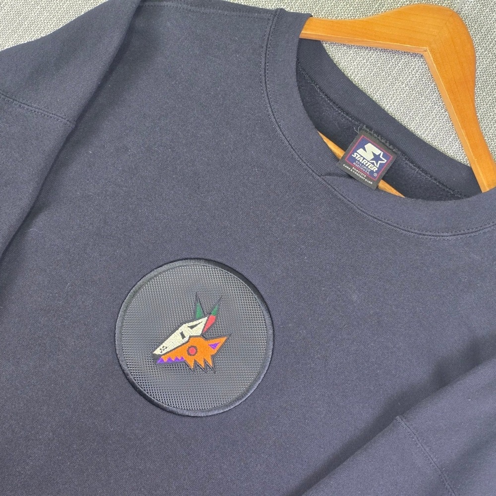 Vintage 90s Starter Phoenix Coyotes Sweatshirt Mens XXL Black USA Texture Logo
